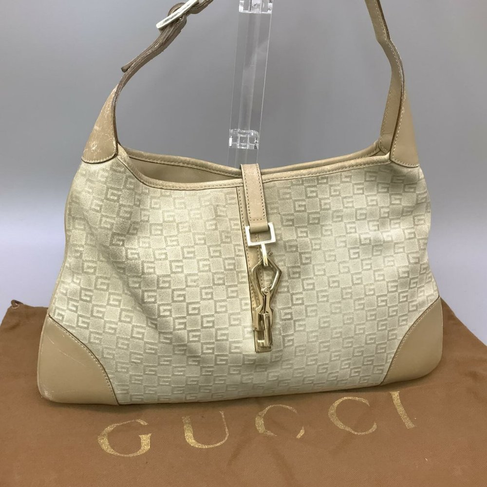 GUCCI JACKIE O Hobo Shoulder Bag Purse GG Pattern
